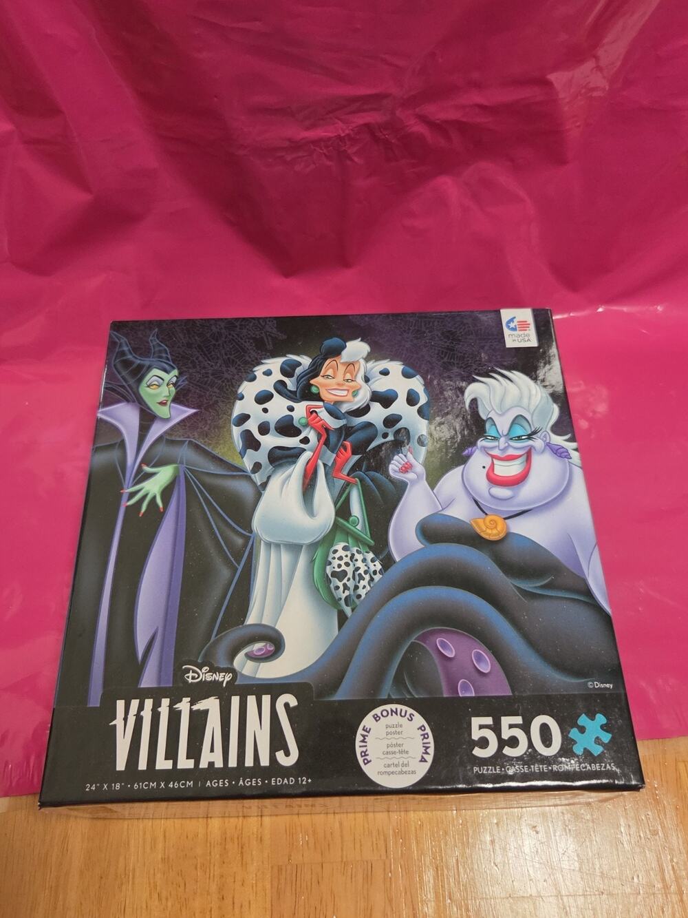 NEW Sealed!Disney Villains Cruella de Vil Ursula Maleficent Ceaco 550 Pc. Puzzle